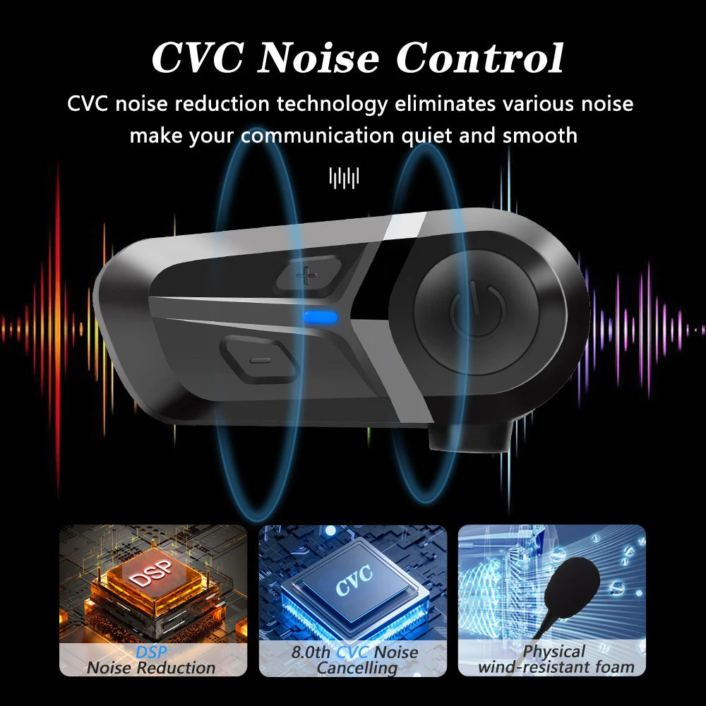 Bluetooth 5.3 Motorcycle Helmet Headset, Waterproof Wireless Earphones With Hands-Free Calls features and specifications