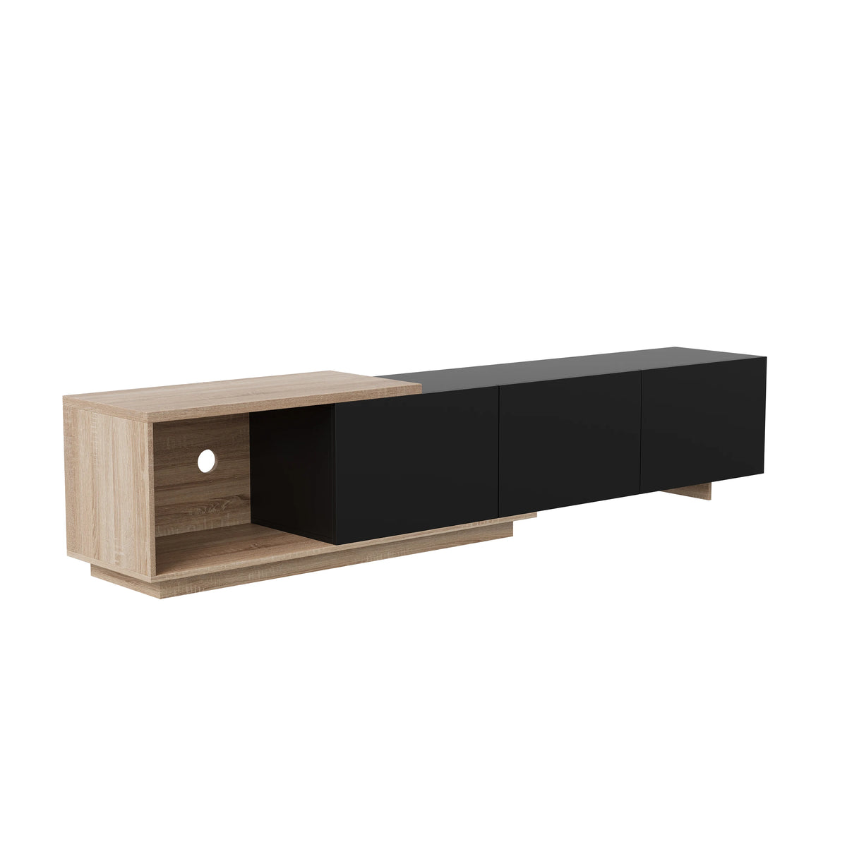 Comanlai 240cm Modern TV Cabinet with LED Lights Living Room TV Cabinet with 3 Drawers and Open Storageextendable TV Stands