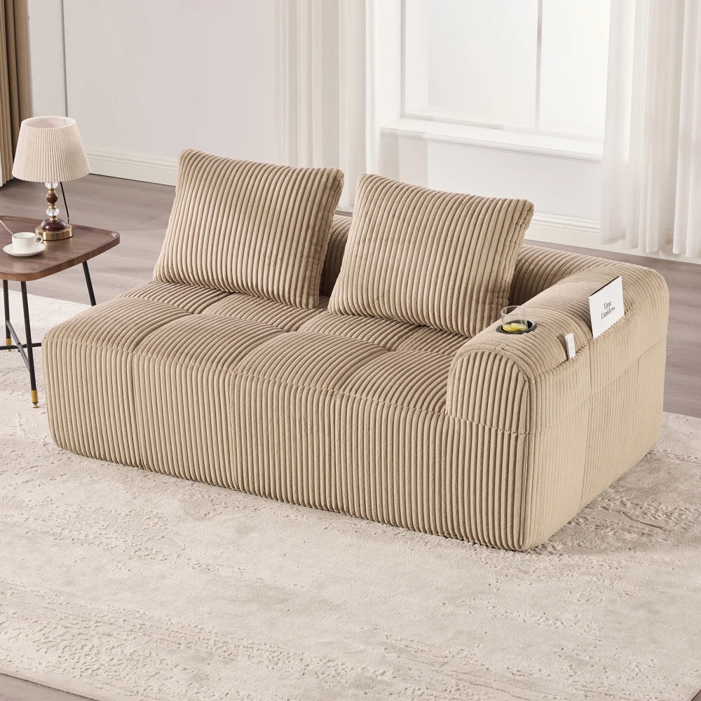 Compact Sofa Soft, Modular Sofa with Side Pocket and Beverage Holder, High Quality Comfort for Long Sitting, Incl. Pillows