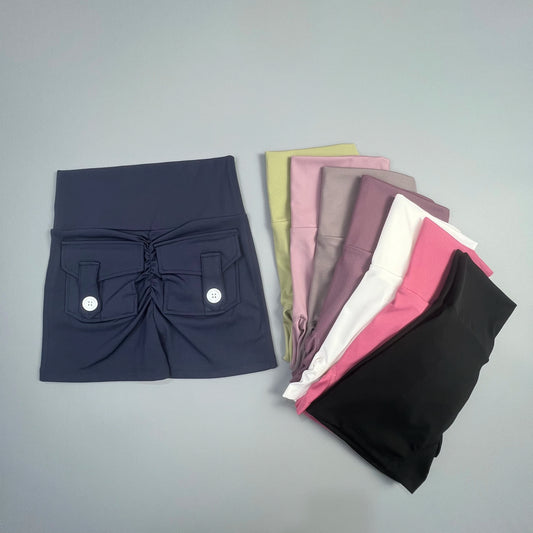 Peach Butt Fitness Shorts Women's Exercise Three-Quarter Pants Cargo Air Dry Pocket Yoga Tight Lift Summer