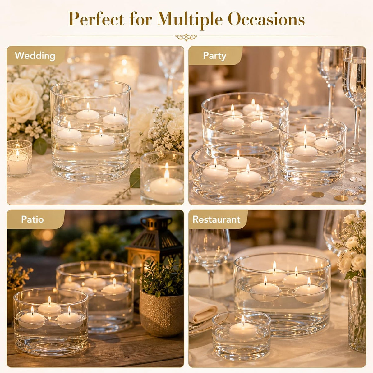 30Pcs White Floating-Candles for Centerpieces - Small Wax Candles