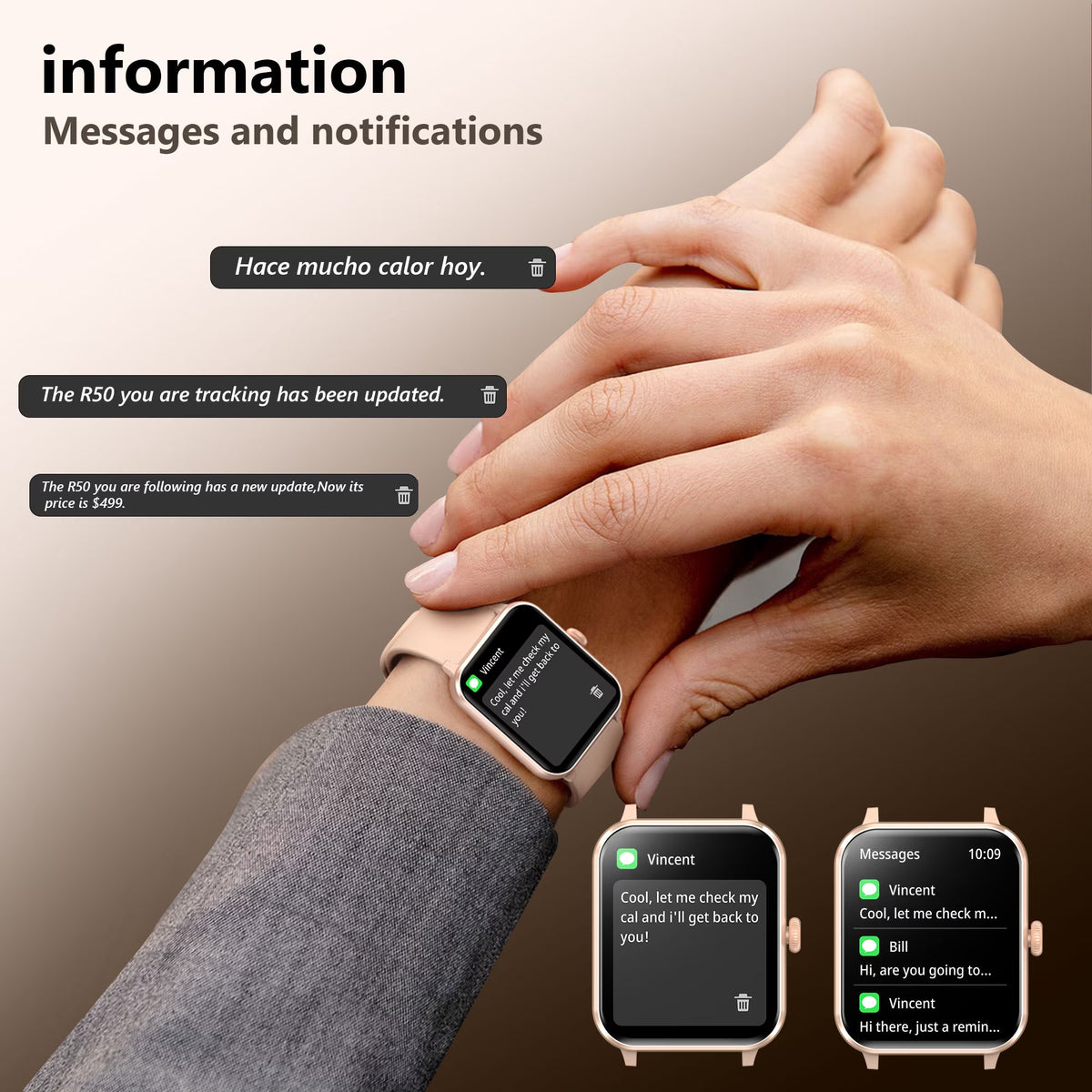 Smart Watch for Women,(Answer/Make Calls/Push Message),With 100+ Sports Modes,350Mah Battery,Fits for Android Ios Apple Samsung,Pink
