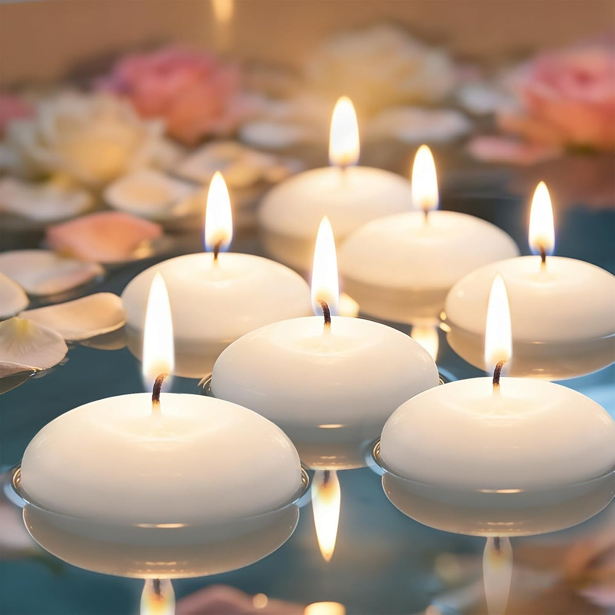 30Pcs White Floating-Candles for Centerpieces - Small Wax Candles