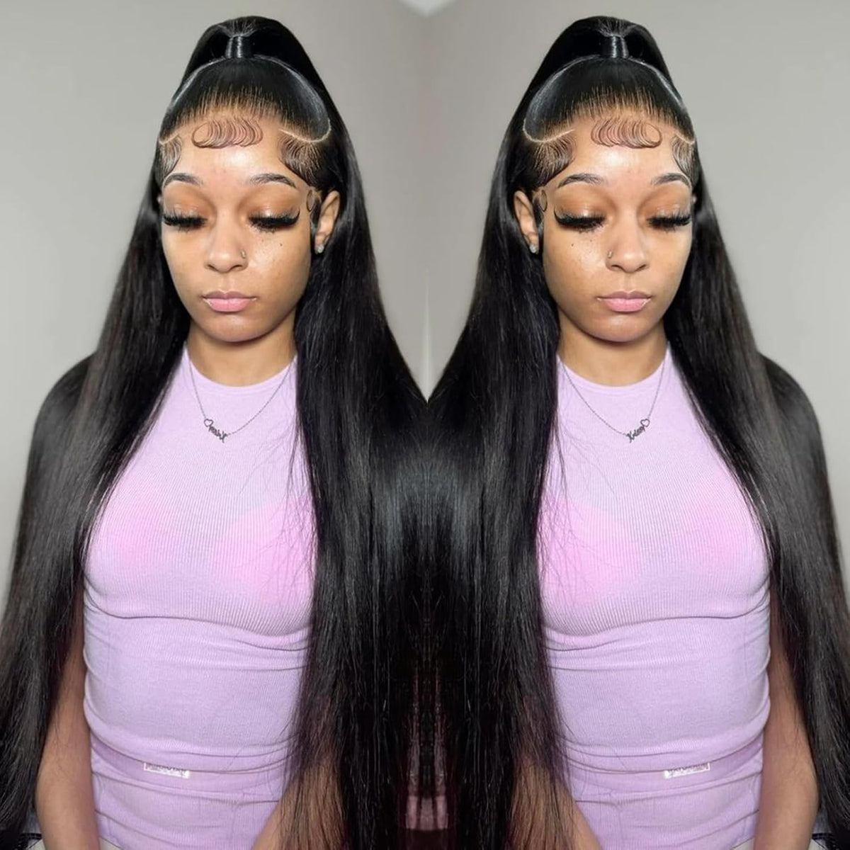 13X6 Lace Front Wigs Human Hair 26 Inch HD Straight Wigs 180 Density Black