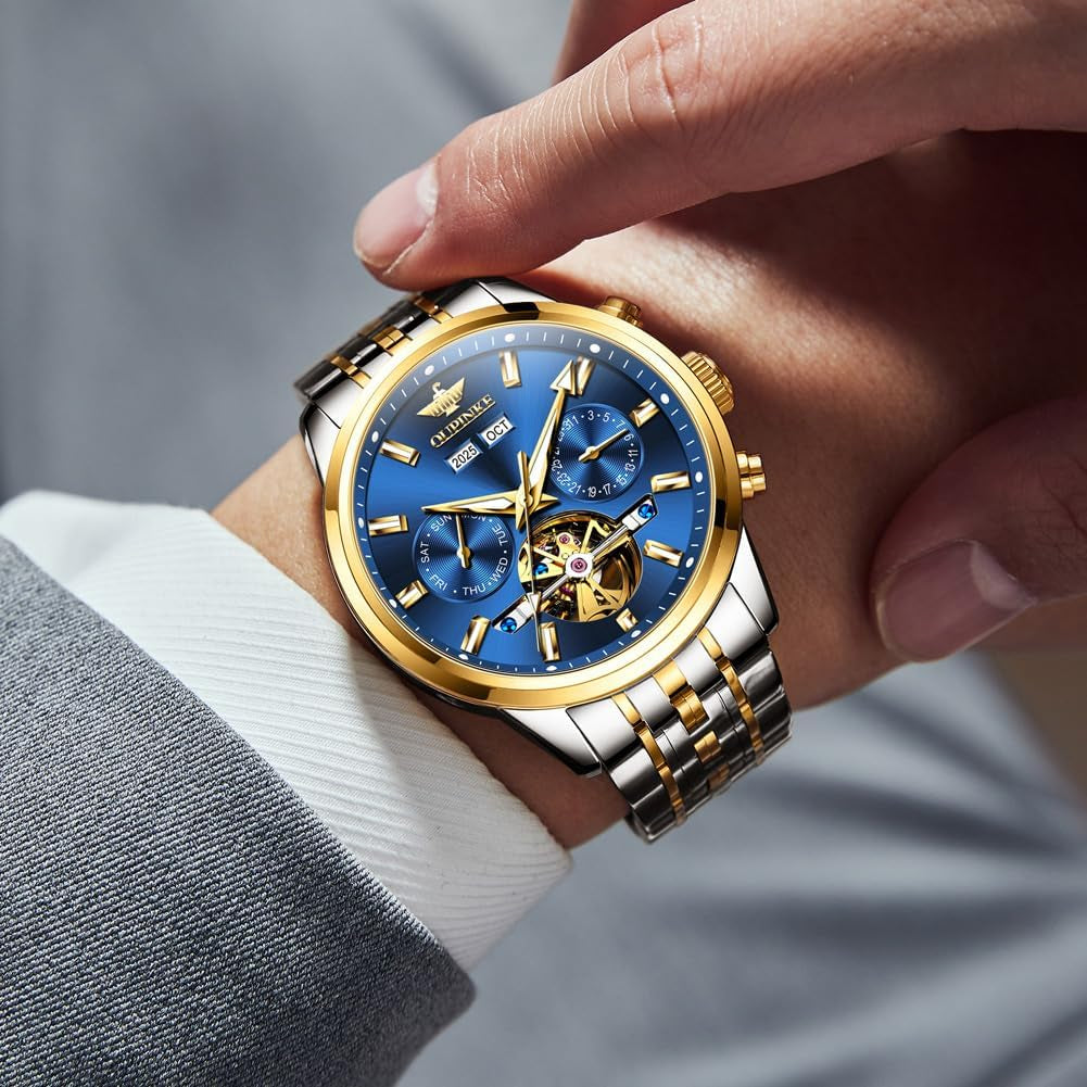 Automatic Men Watches Mechanical Luxury Self Winding Wrist Watch Stainless Steel Waterproof Wrist Watches