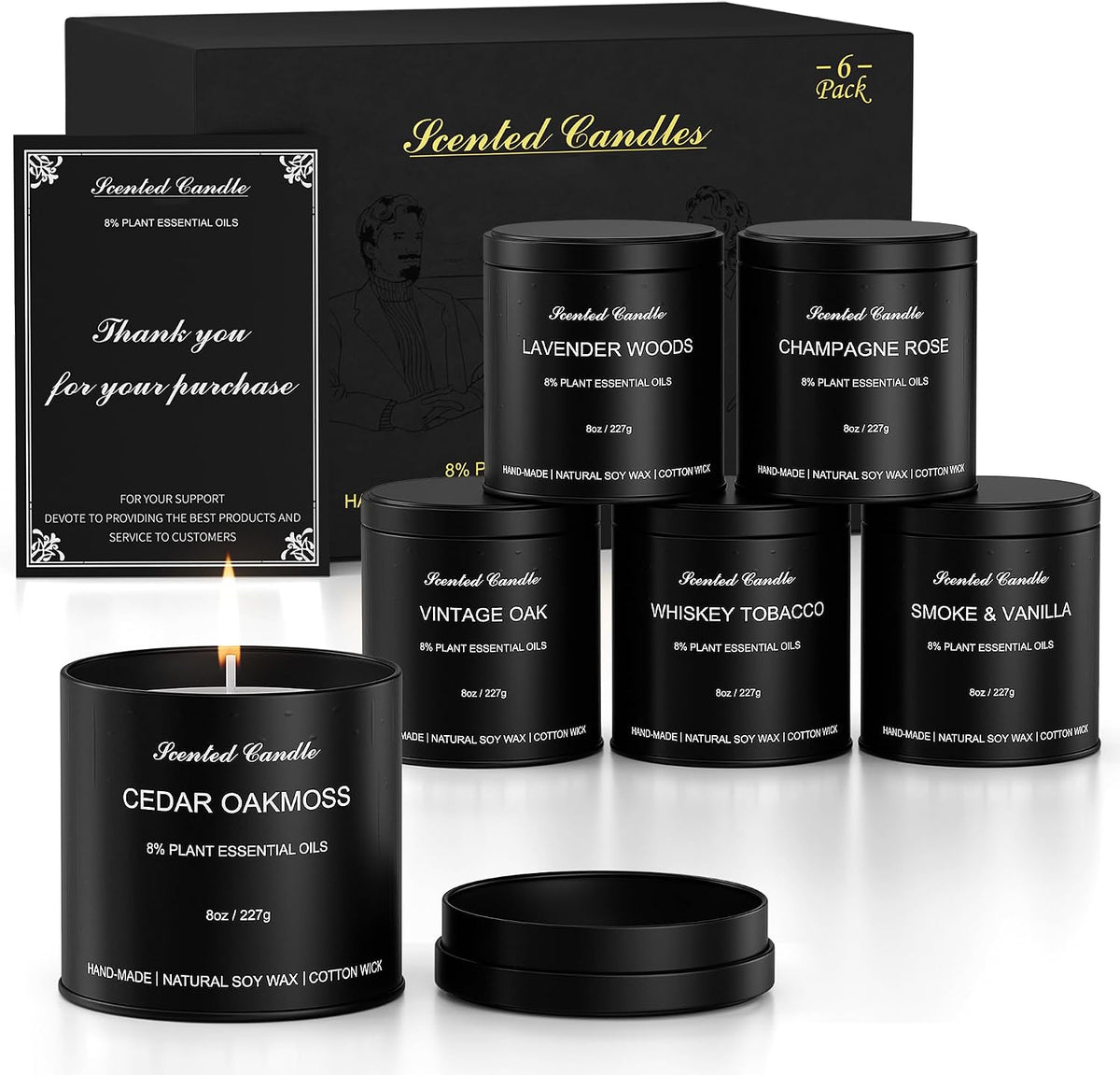 Men’S Scented Candles Set – Soy Wax Aromatherapy Candles for Men, Masculine Scented Candles with Essential Oils, Long Lasting Strong Scent, Luxury Gift Candles for Men,Dad,Him (48Oz)