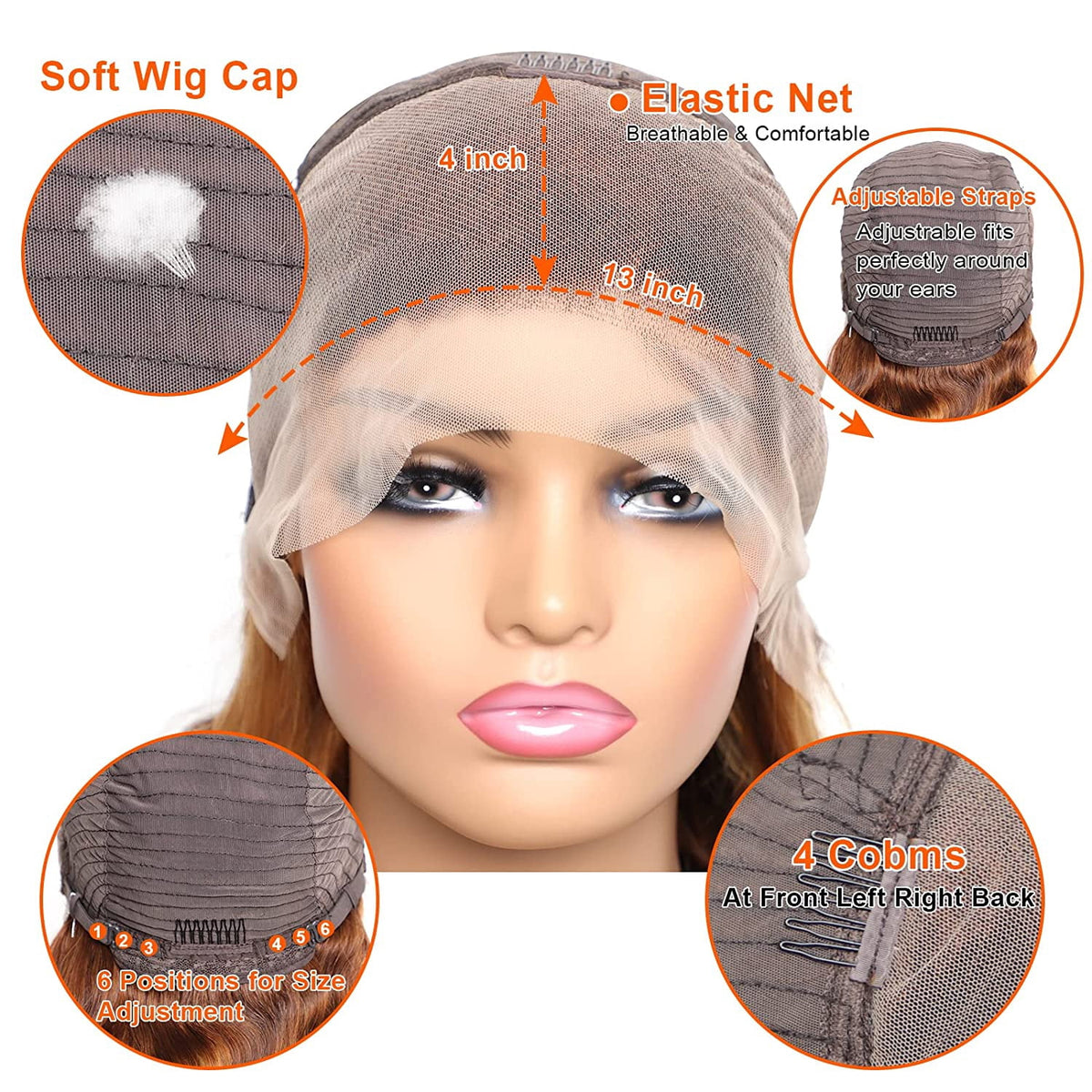 13X4 Highlight Ombre Lace Front Wig Human Hair Pre Plucked 4/27 Honey Blonde HD Transparent Colored Lace Frontal Wigs for Women with Baby Hair 180% Density Body Wave Lace Front Wig (24 Inch)