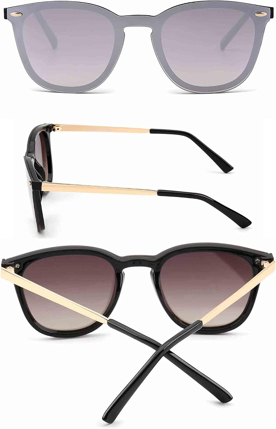 Rimless Mirrored Sunglasses for Men Women One Piece Reflective