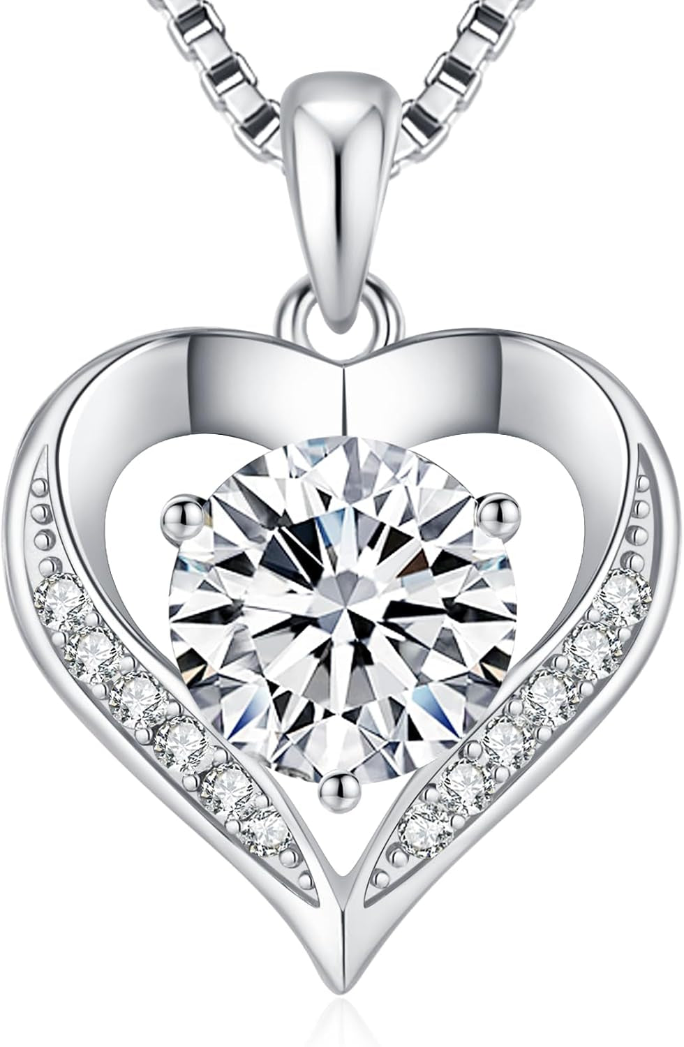 Moissanite Heart Necklace for Women, 925 Sterling Silver Necklace