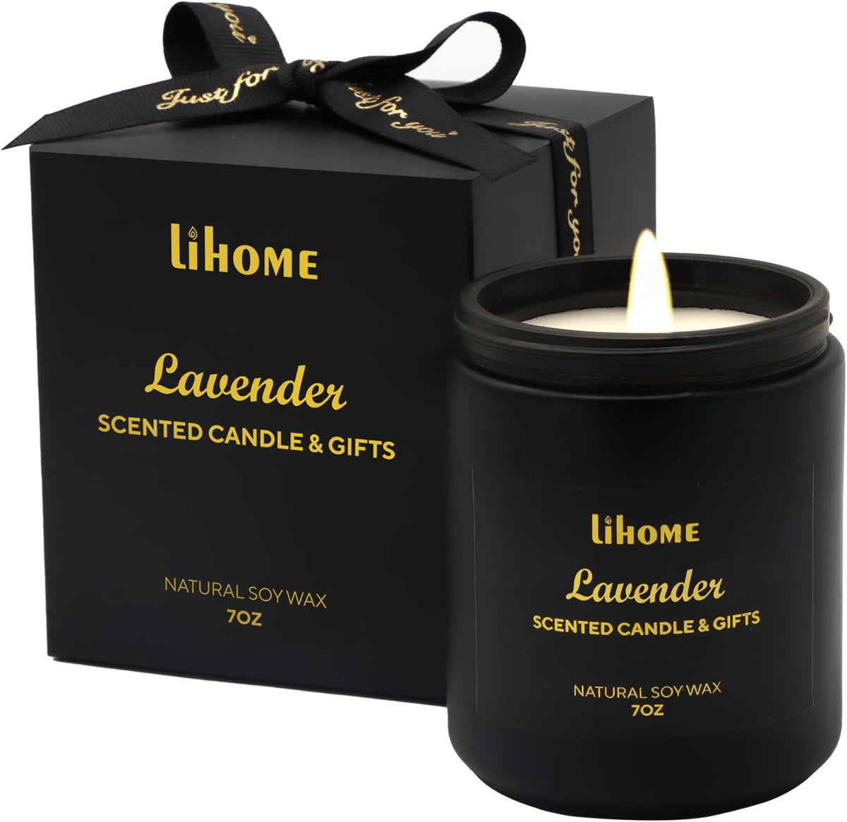 Candles Gifts for Men - Room Decor for Men, Natural Soy Wax Candles for Home Scented, Lavender Black Candles