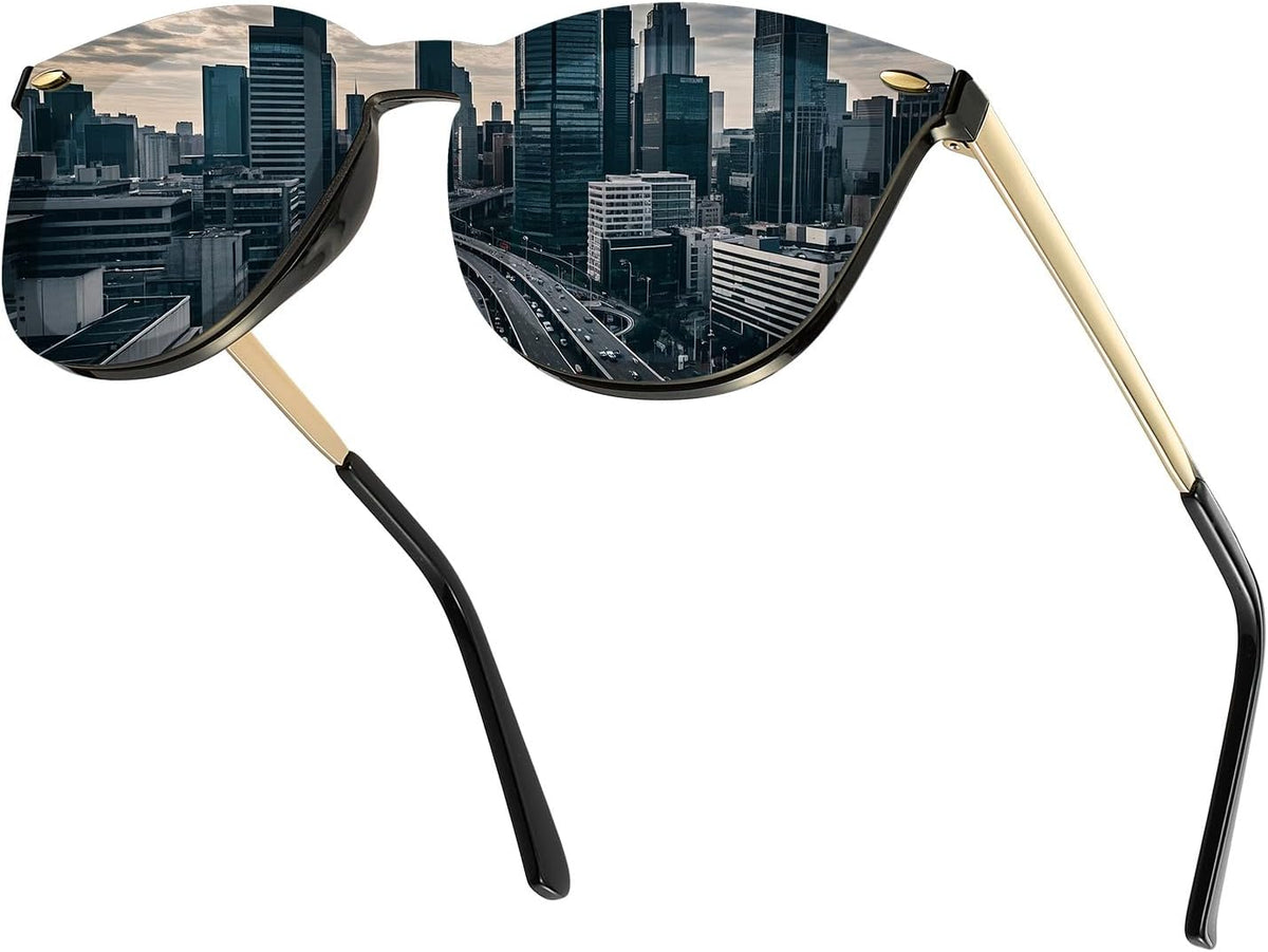 Rimless Mirrored Sunglasses for Men Women One Piece Reflective