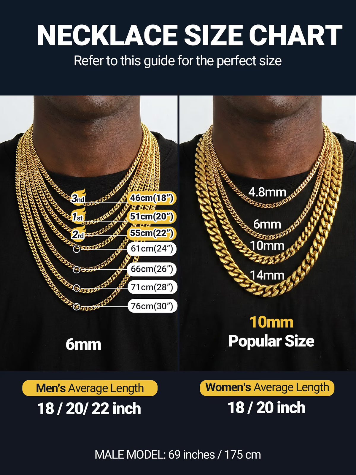 14K Gold Plated Cuban Chain for Men Curb Necklace 10Mm Thick Birthday Valentines Father Day Jewelry Gifts for Husband Dad 14 Inch