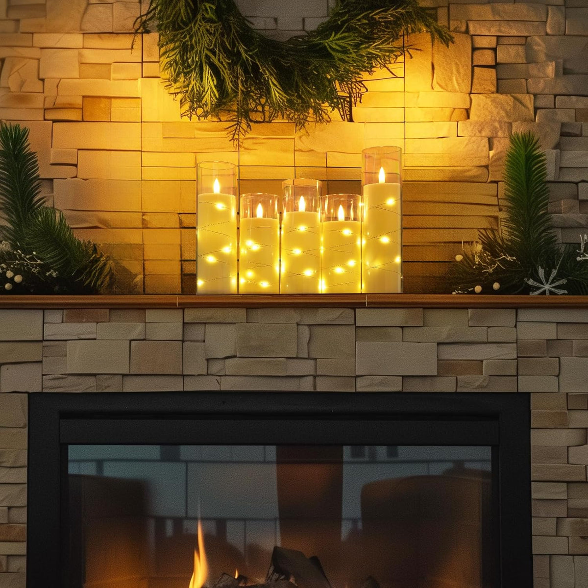 Flickering Flameless Candles with Remote, LED Fake Pillar Candles
