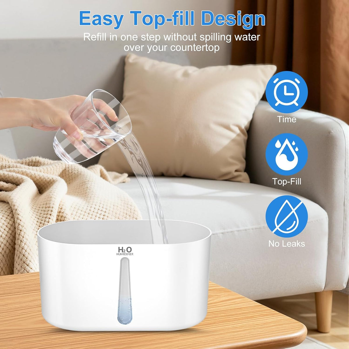 Humidifiers for Bedroom, 2L Top Fill Tank, 30H Runtime l Mist