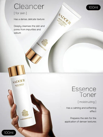 White Truffle Skincare Set for Women, 6-Piece Facial Care Routine with Cleanser, Toner, Lotion, Cream, Eye Cream &amp; Sleep Mask, Hydrating Nourishing Beauty Gift Set