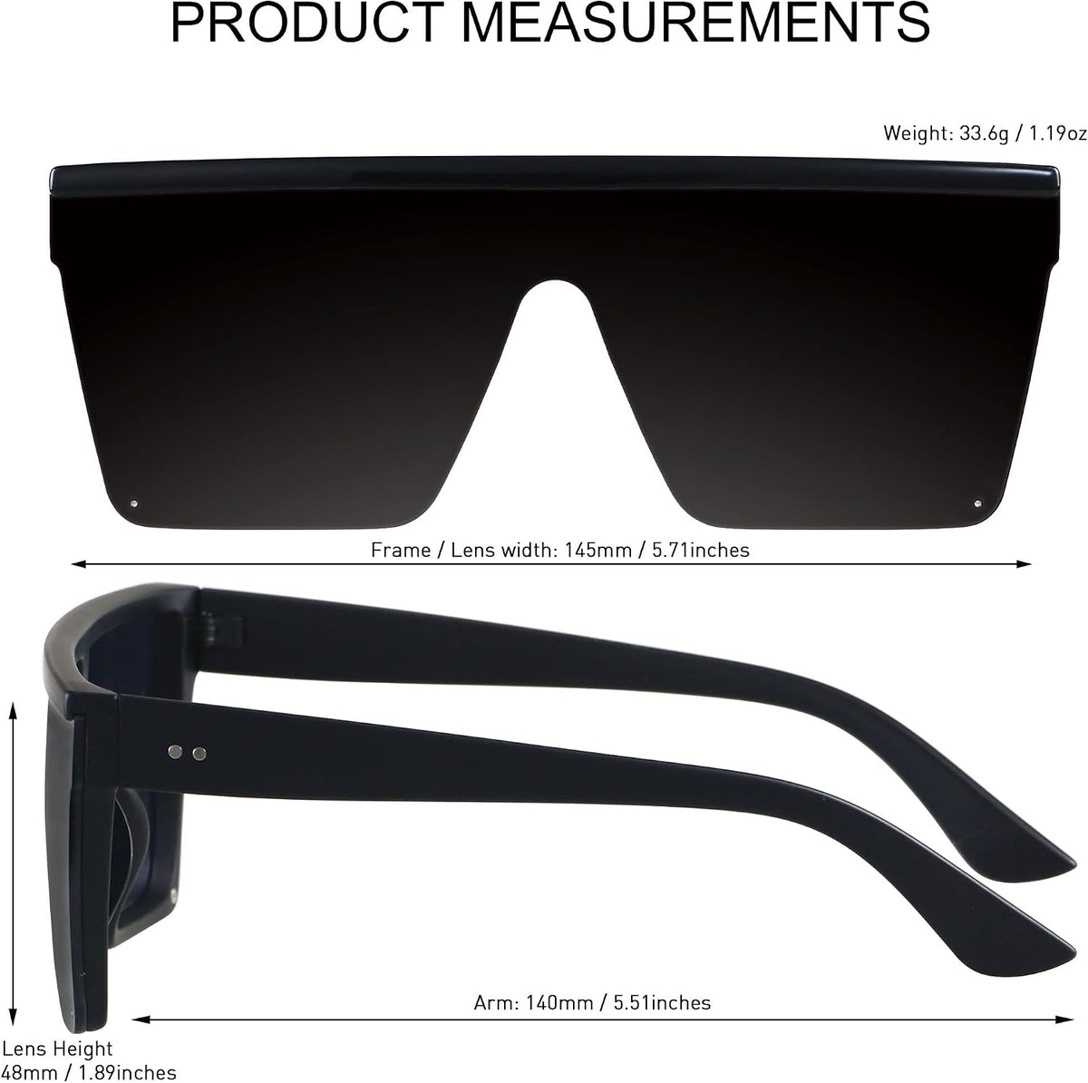 Square Oversized Sunglasses for Women Men Big Flat Top