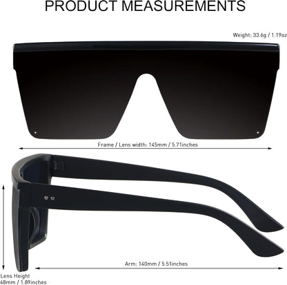 Square Oversized Sunglasses for Women Men Big Flat Top