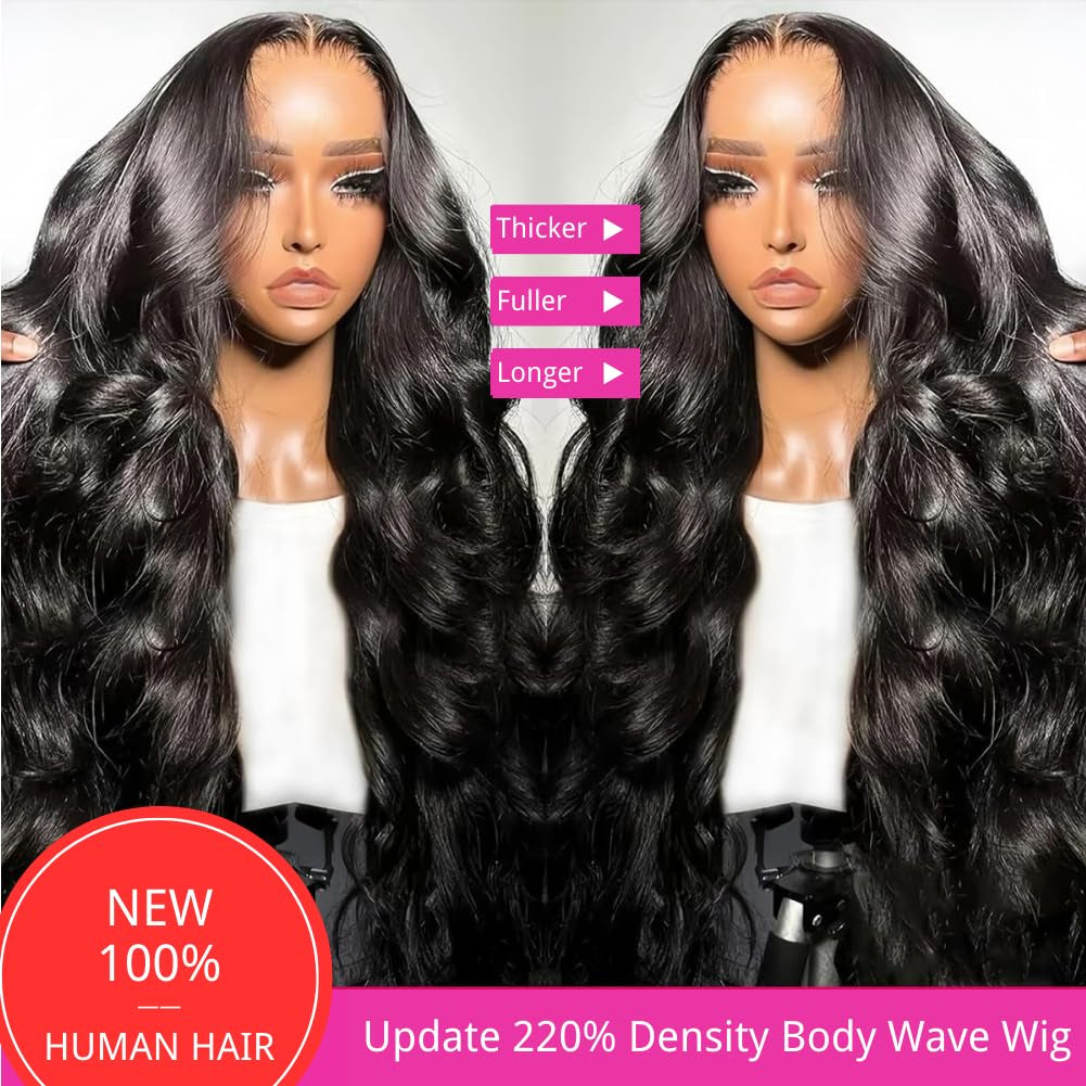 13X6 30 Inch Body Wave Lace Front Wig Human Hair 220 Density HD Lace Front Wigs Human Hair Pre Plucked Glueless Wig 100% Virgin Human Hair Lace Front Wigs for Women