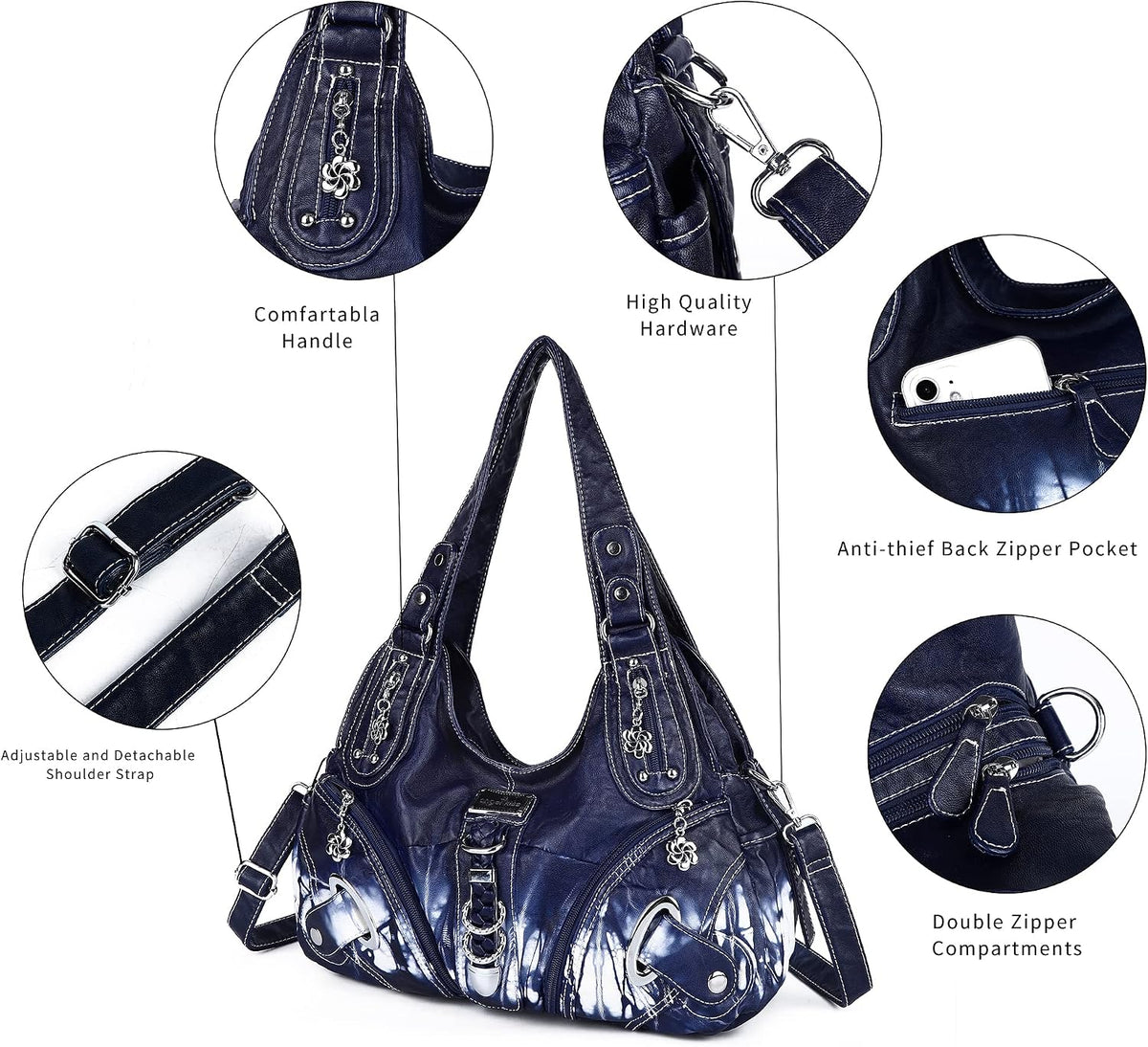 Angelkiss Hobo Purses and Handbags for Women Satchel Handbag Women Purses Large Daily Shoulder Bags