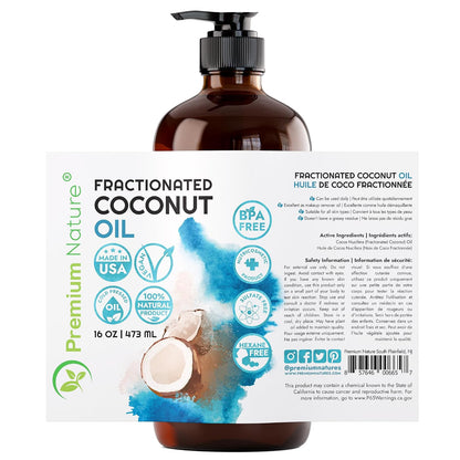 Fractionated Coconut Oil for Skin Moisturizer with Pump Massage Oils Best Carrier for Essential Oils Mixing Body OUL for Dry Skin Moisturizer Natural Oi for Face Hair Body 16 Oz