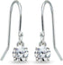 Silver Birthstone Dangle Earrings - Genuine Gemstone, 6Mm round Solitaire, Dainty Drop Earrings for Women