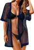 Women Swimsuit Coverup Crochet Beach Cover up Short Sleeve Kimono Cardigans