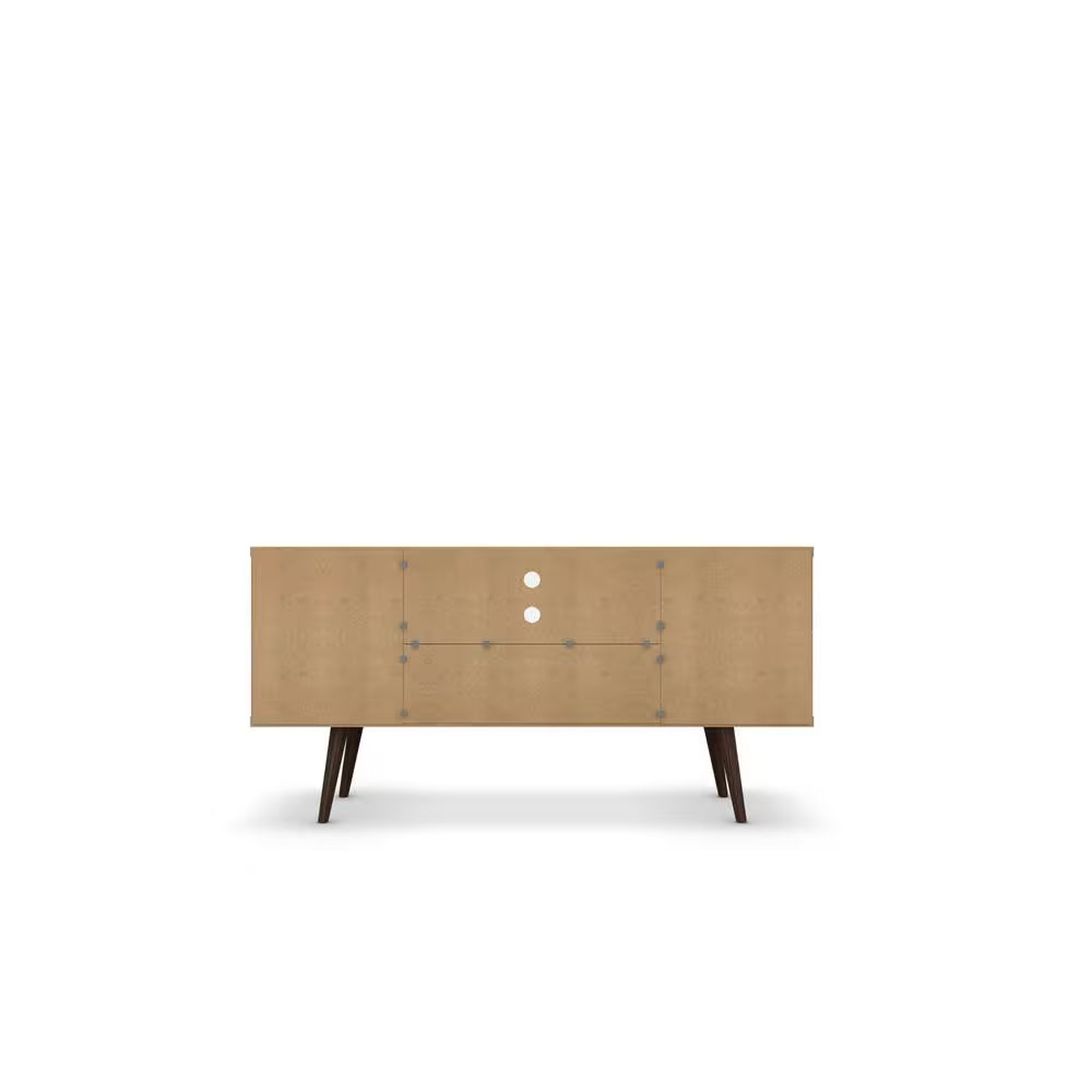 Liberty 53.14 In. White and Rustic Brown TV Stand Fits Tvs up to 50 In. with Storage Doors, Shelves and Cable Management