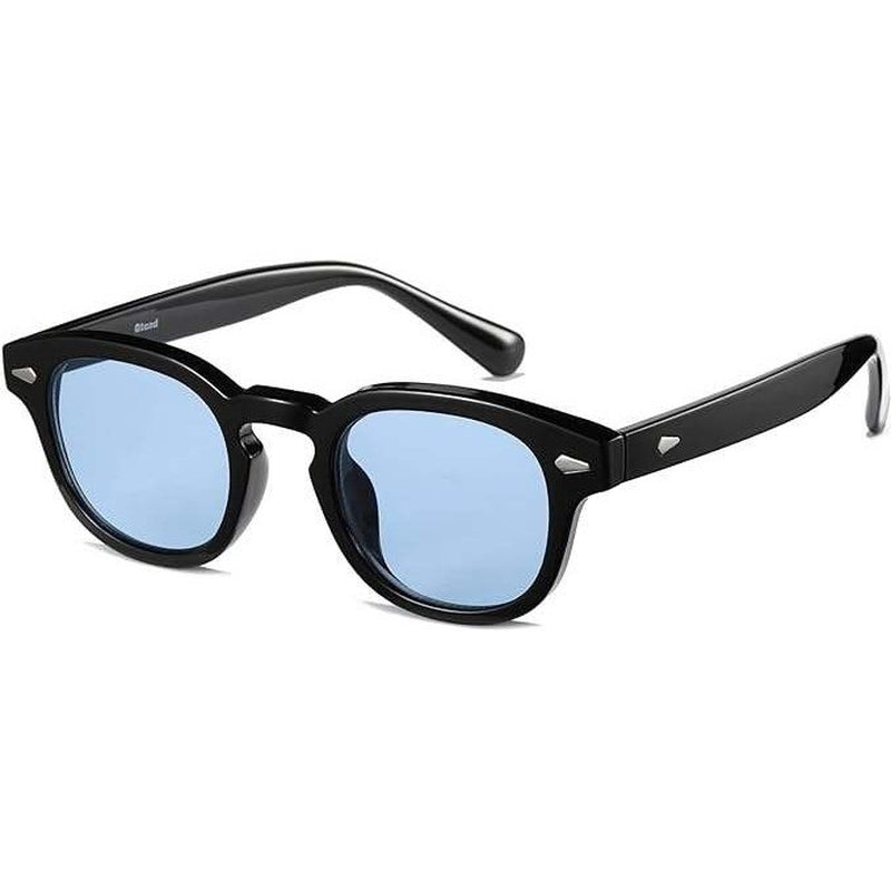 Blue Lens Sunglasses round Frame Retro Style Men&
