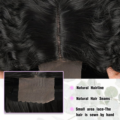 14” Glueless Wigs 150 Density Heat Friendly Synthetic Lace Front Wigs Deep Wave Bob Wig Short Curly Wigs for Black Women
