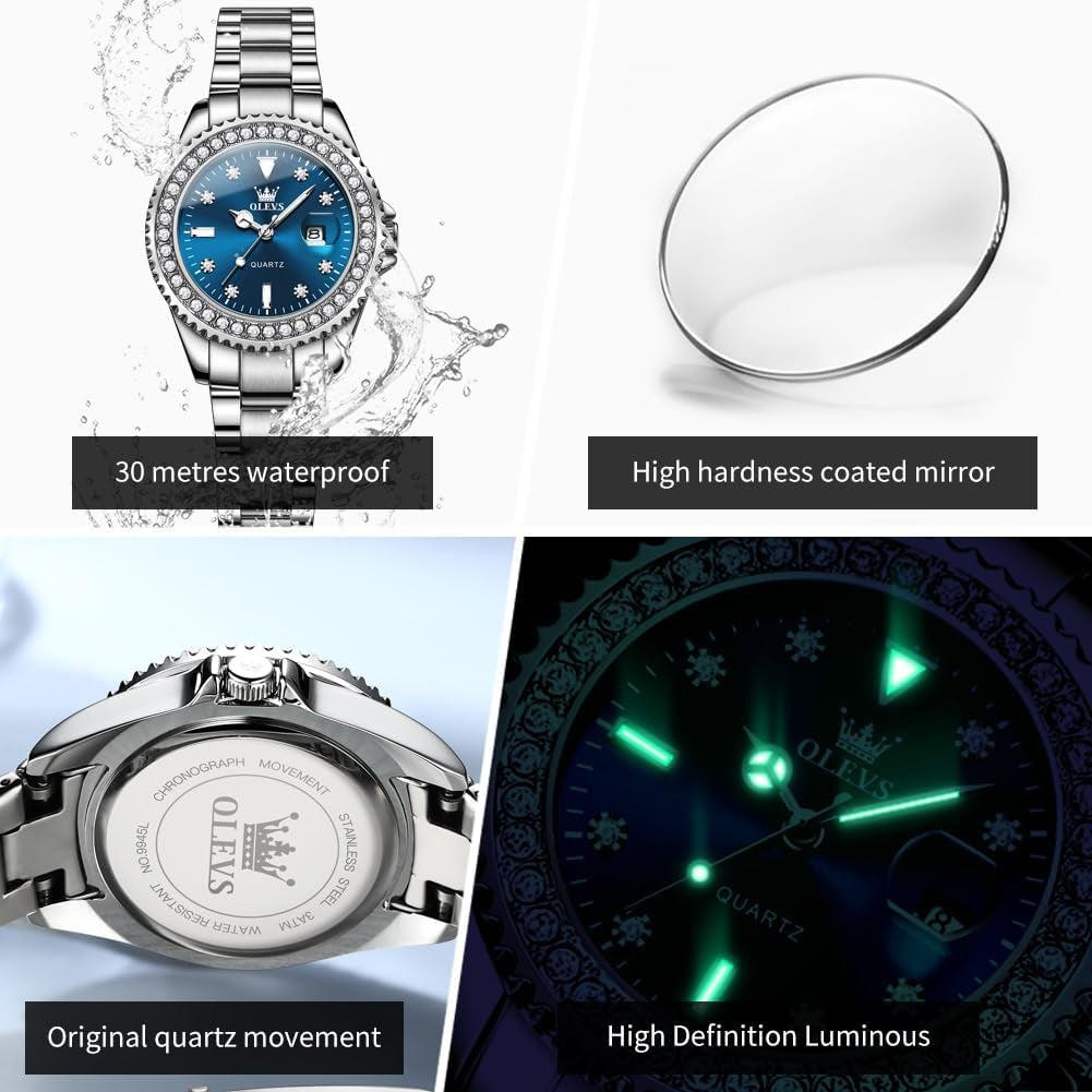 Watches for Women Luxury Diamond with Date Analog Quartz Female Watch