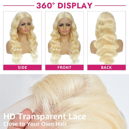 613 Body Wave Lace Front Wigs Human Hair Pre Plucked with Baby Hair 13X6 HD Lace Front Wig for Women Brazilian Virgin Body Wave Wig (32 Inch)