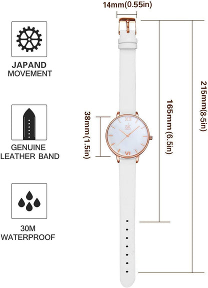 Creative Simplicity Women Watch Genuine Leather Elegant Women Watches Ladies Business Wristwatch(Black)