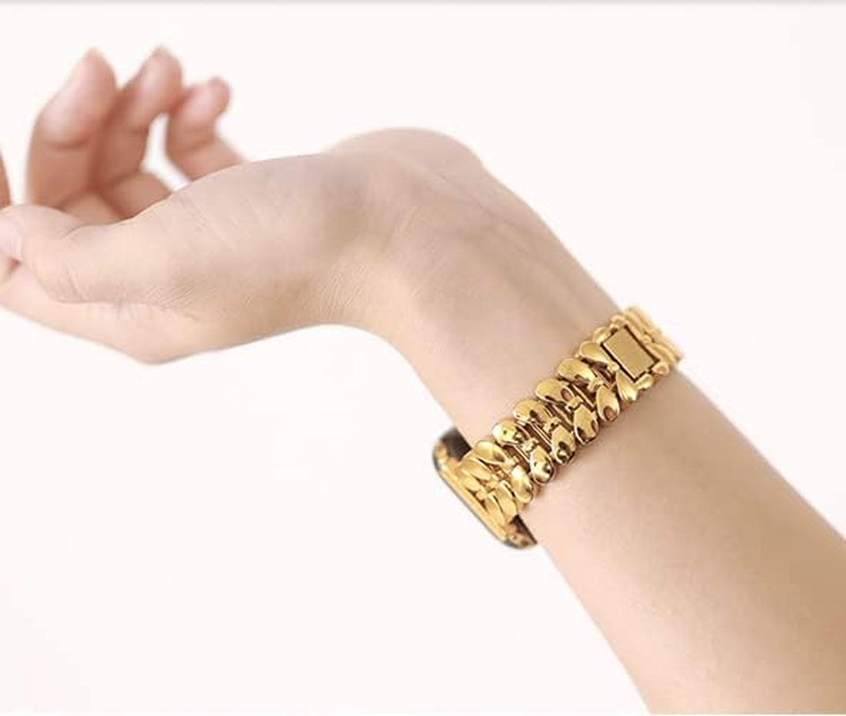 38/40/41/42Mm(Series 11/10)/44/45/46MM Women Cool Chain Metal Smartwatch Bands Compatible for Apple Watch Bands Series 11/ SE3/10/9/8/7/6/5 Stylish Adjustable Replaceable Bracelet for Iwatch S11/10/9/8/7