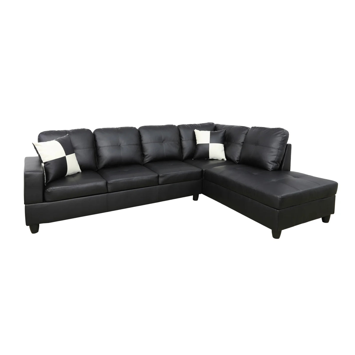 Convertible Sectional Sofa, L Shaped Couch for Small Space Living Room, Black(Without Ottoman)