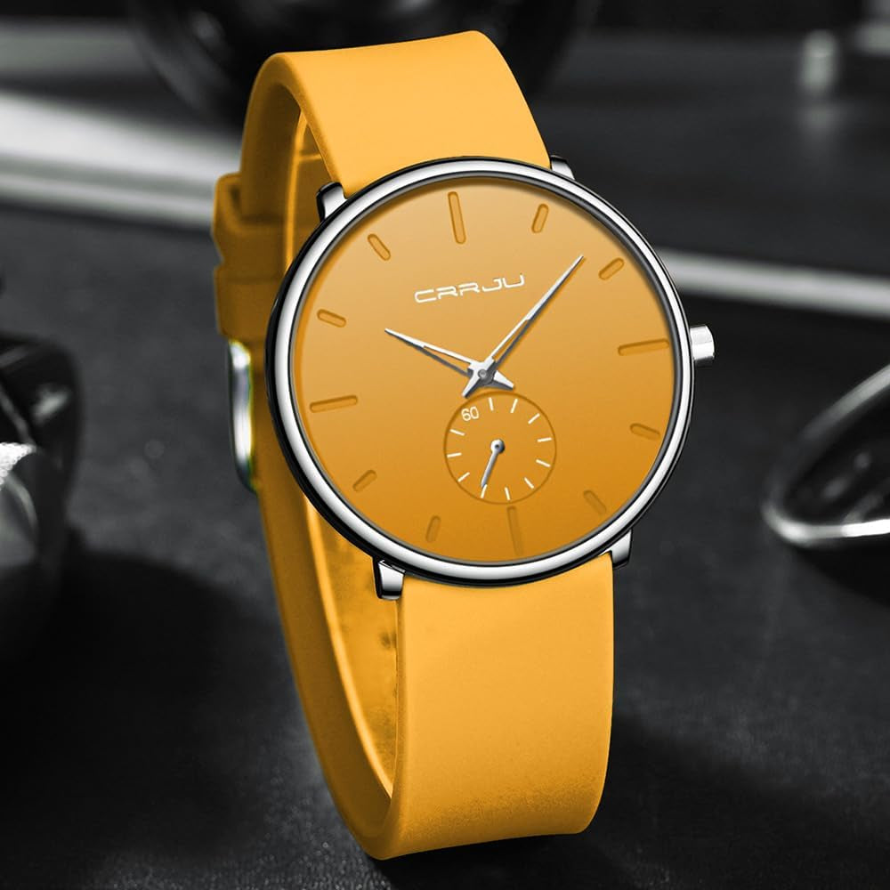 Men’S Women Watch Casual Stylish Waterproof Quartz Unisex Wristwatches, Ultra Thin Watches for Men Women, Colorful Silicone Band