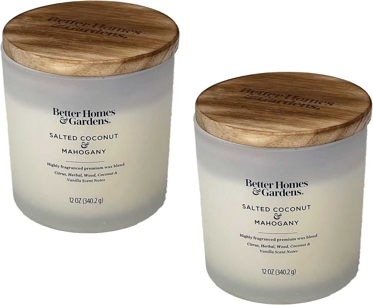 12Oz Scented Candle, Salted Coconut &amp; Mahogany 2-Pack, Cream, 35524