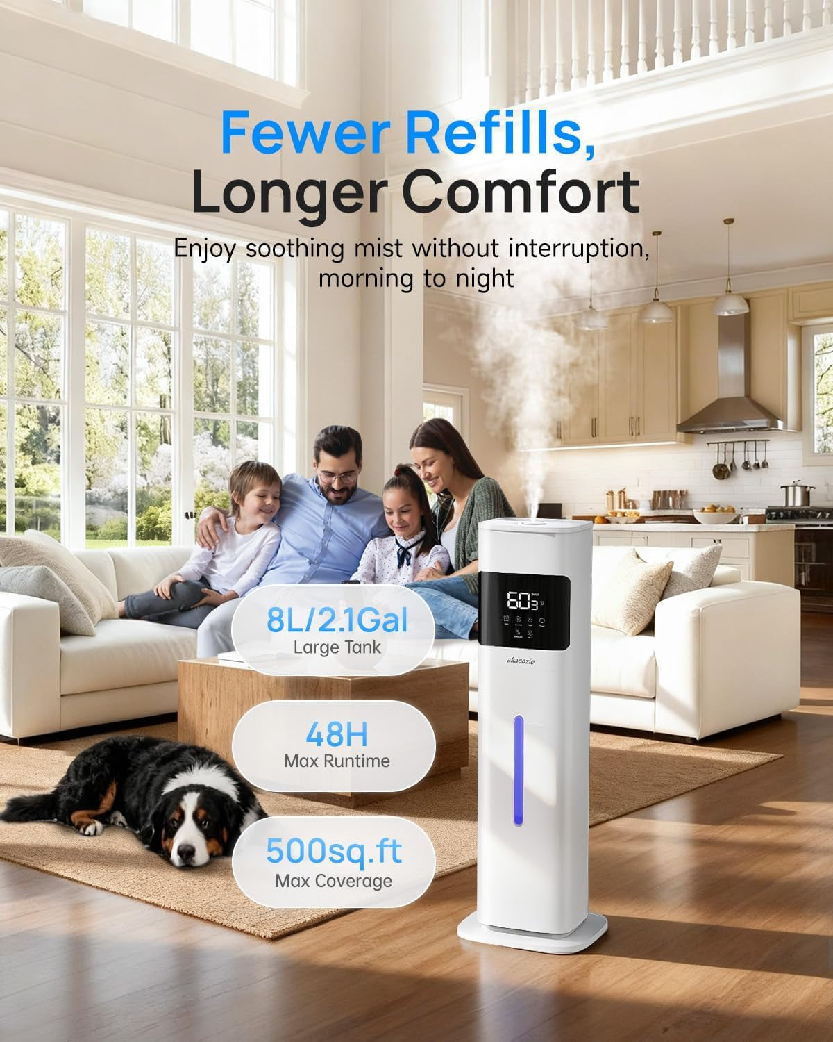Warm &amp; Cool Mist Humidifiers for Bedroom, 8L Humidifier Large Room