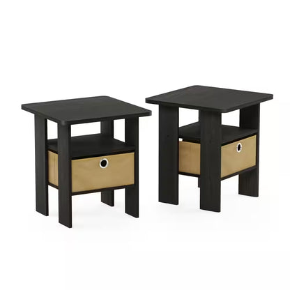 Home Living Espresso Storage End Table (Set of 2)