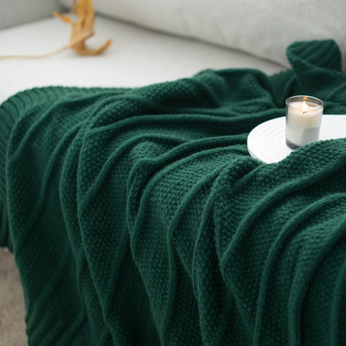 Knit Throw Blanket for Couch 50X60 Stripe Cable Knitted Throws