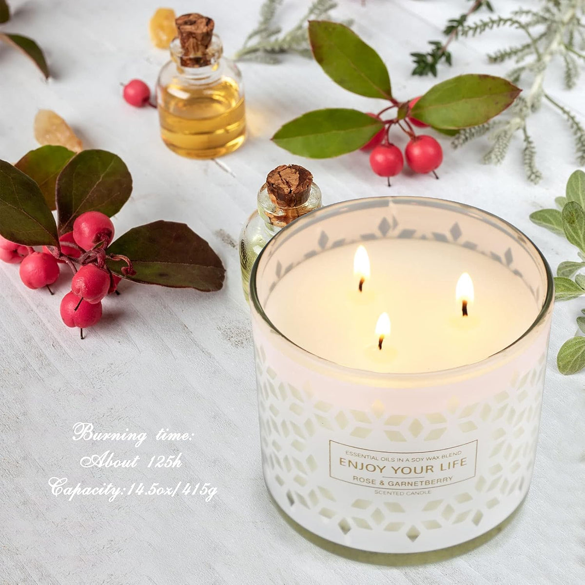 Scented Jar Candles for Home,3 Wick Aromatherapy Large Candles,250 Hours 29 Oz Soy Wax Lavender Stress Relief Candles Mother&