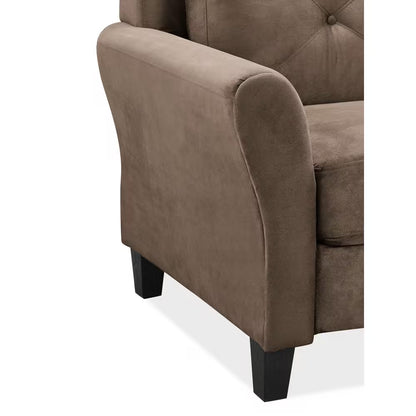 Harvard 78.7 In. round Arm Polyester Rectangle 3-Seater Sofa in Brown