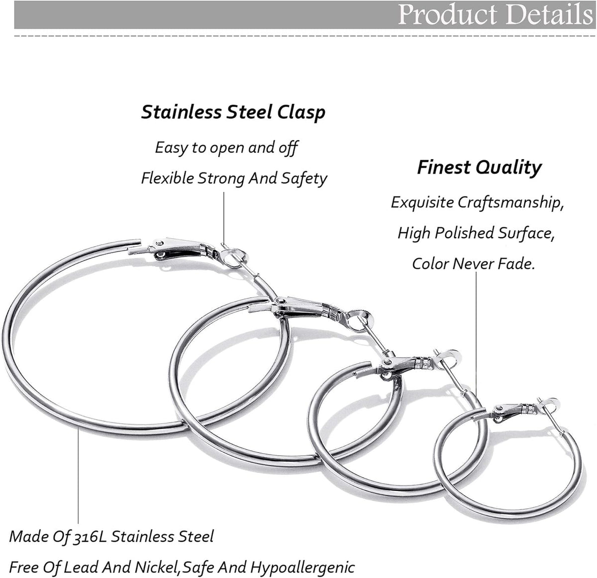 5/12 Pairs Gold Silver Plated Hoop Earrings for Women, Hypoallergenic Stainless Steel Hoops Earrings Set, Lightweight Large Small Hoops Women Earrings Loop Earrings Set