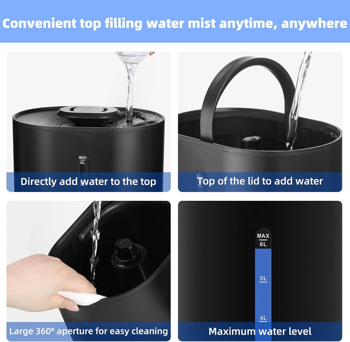 6L Warm &amp; Cool Mist Humidifiers for Bedroom,Large Room,Plants
