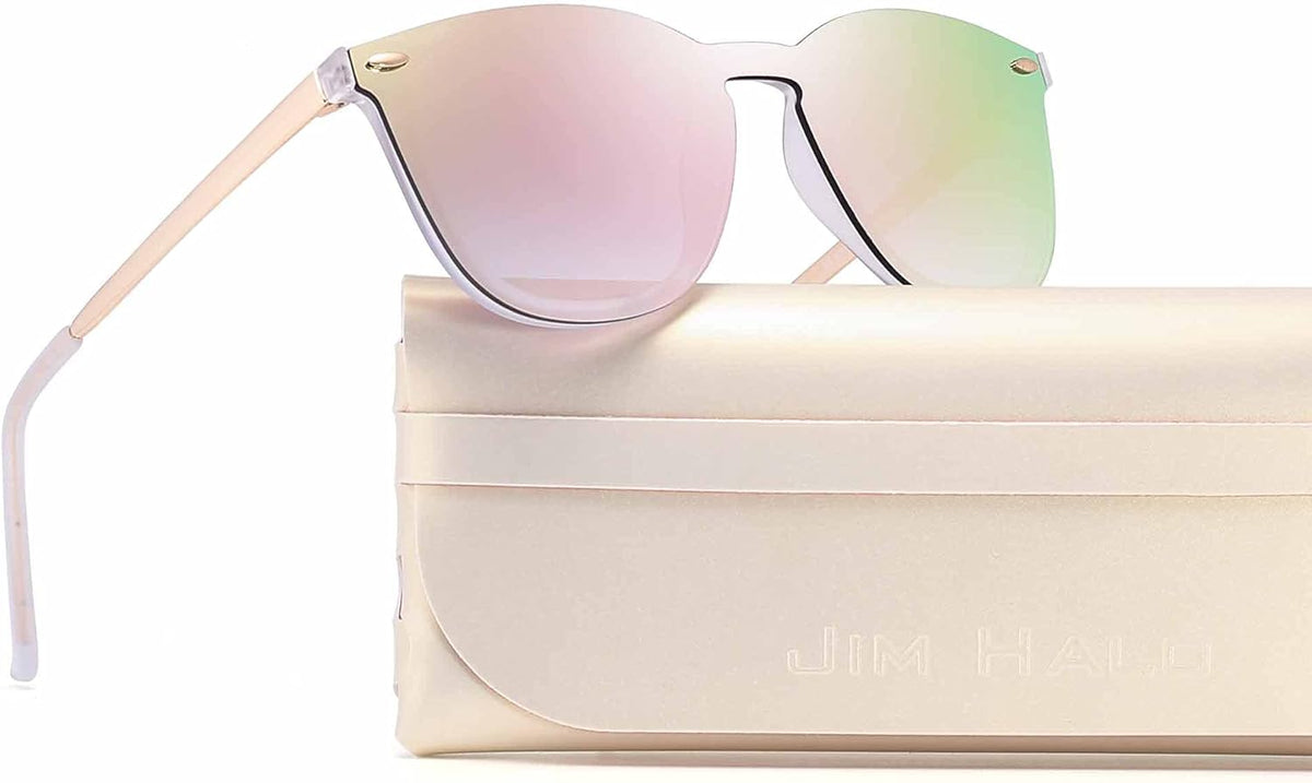 Rimless Mirrored Sunglasses for Men Women One Piece Reflective