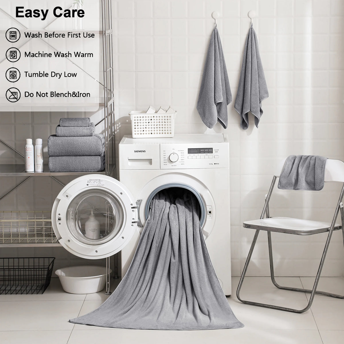 4 Pack Oversized Bath Sheet Towels 700 GSM Ultra Soft Light Gray Bath Towel Set