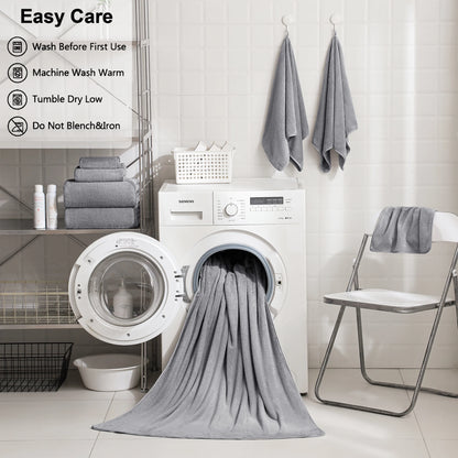 4 Pack Oversized Bath Sheet Towels 700 GSM Ultra Soft Light Gray Bath Towel Set