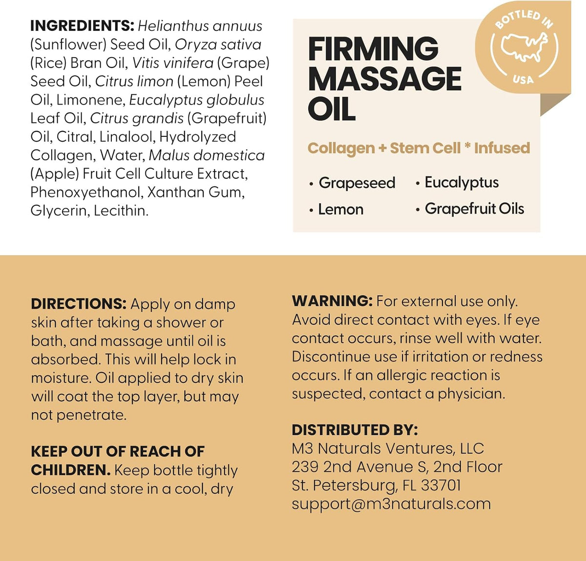 Anti Cellulite Massage Oil &amp; Lymphatic Drainage Massager Kit, 8 Fl Oz by M3
