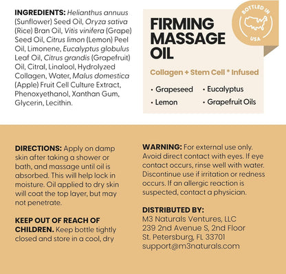 Anti Cellulite Massage Oil &amp; Lymphatic Drainage Massager Kit, 8 Fl Oz by M3