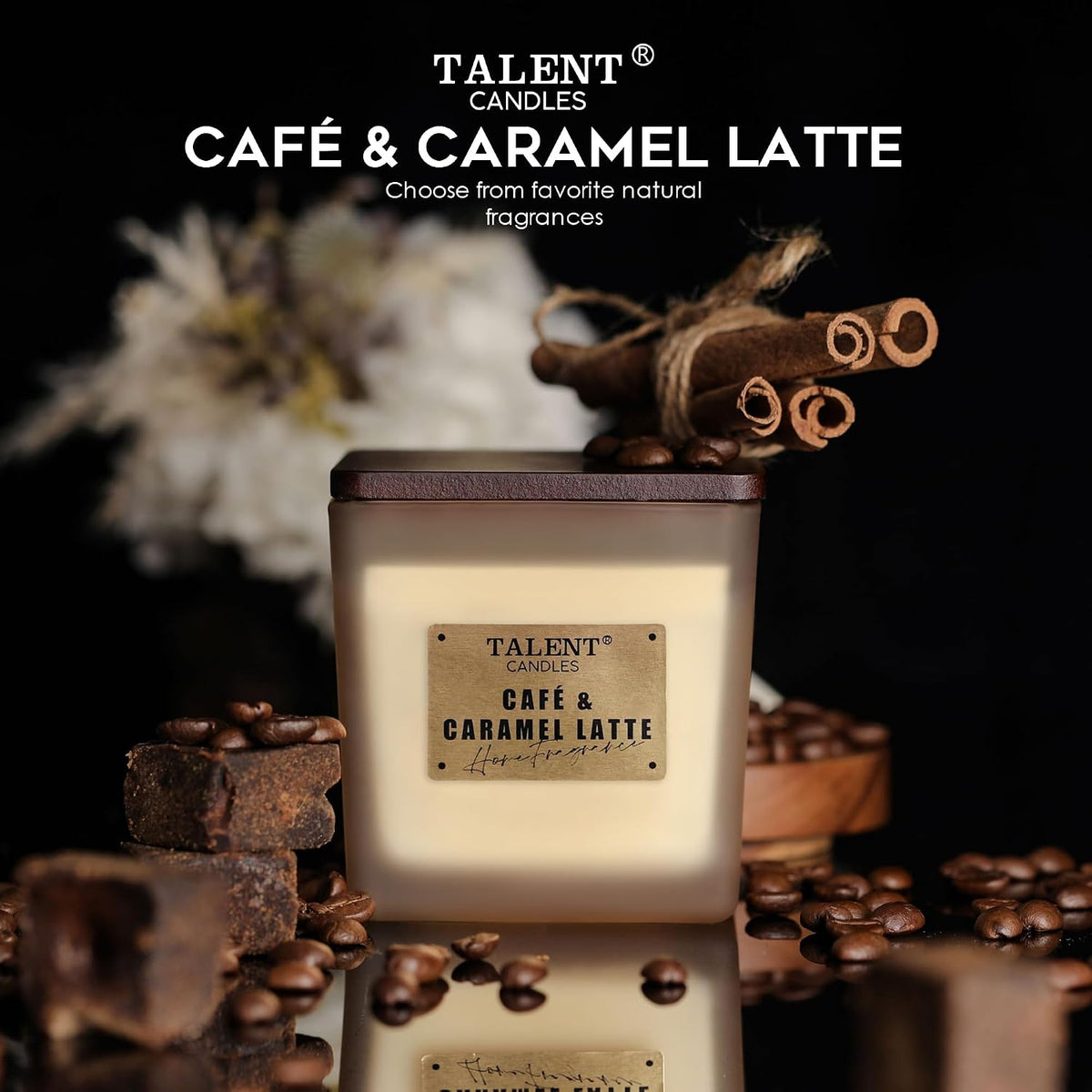 Deluxe Noble Scented Candles, Soy Candles for Home Scented, 7.05Oz, Aromatherapy Candles with Lid, Cafe &amp; Caramel Latte