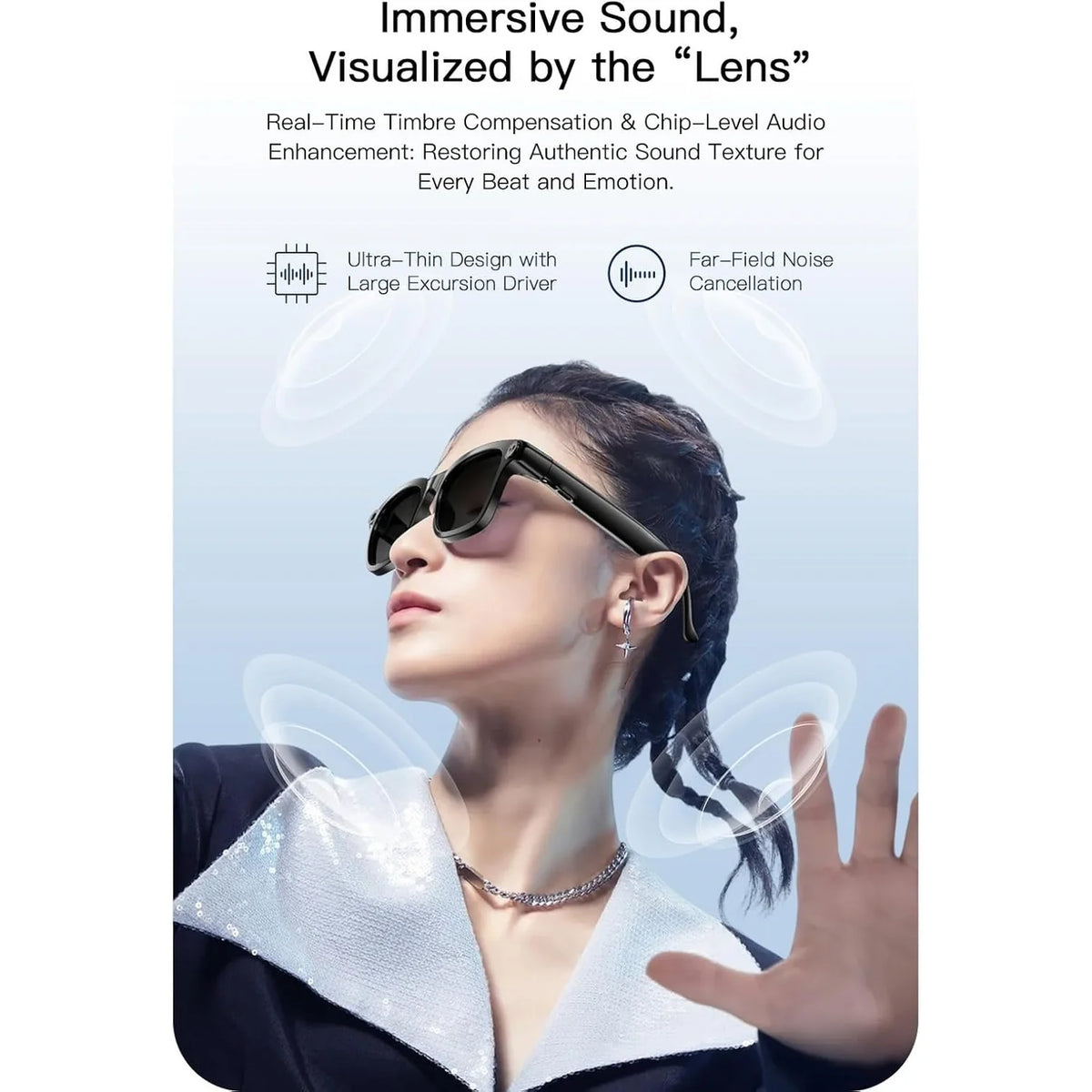 M08 Smart Glasses with 4K Camera, Bluetooth Audio, AI Translation and Voice Assistant
